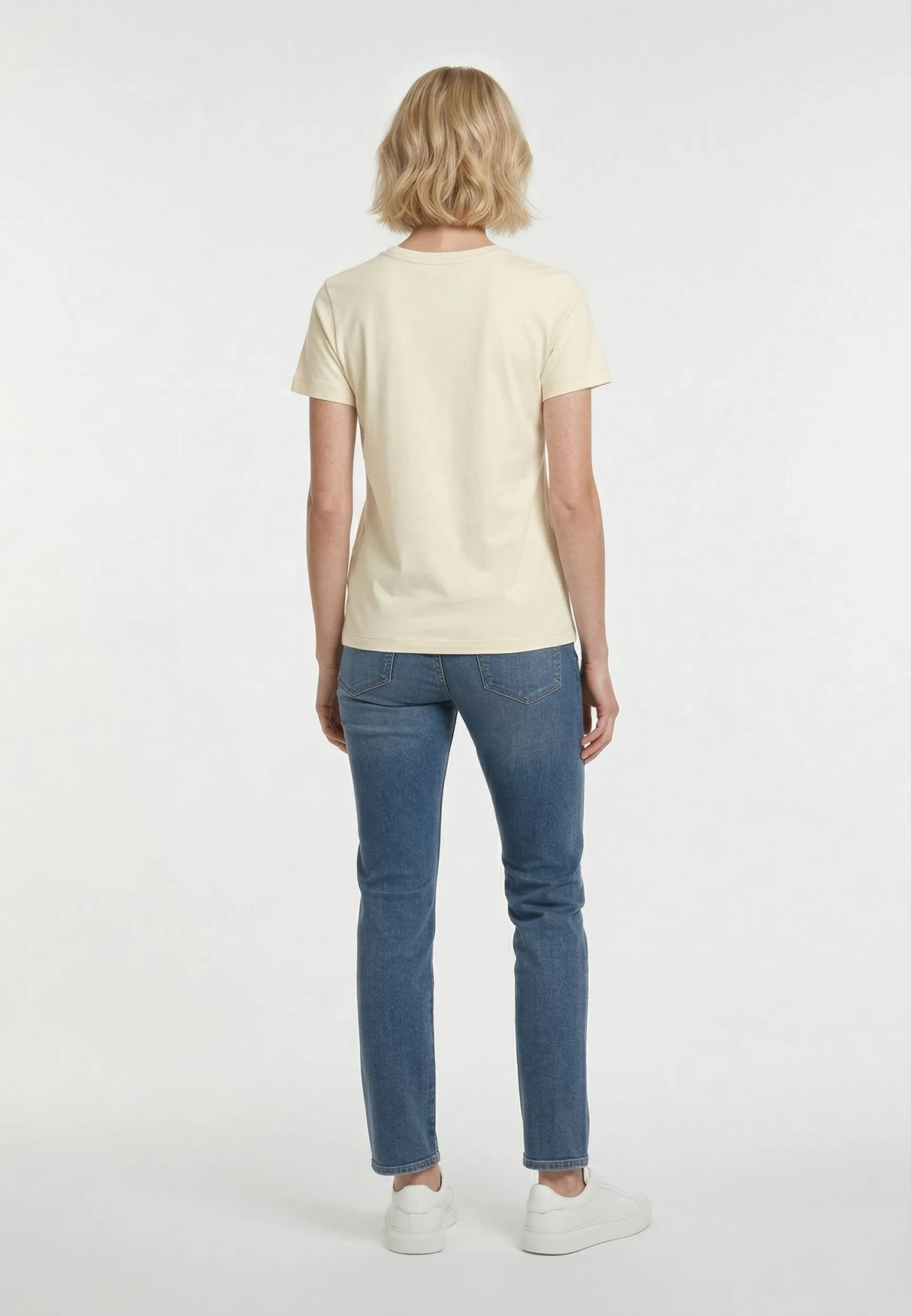T-shirt short sleeves slim cream cotton stretch SELOR