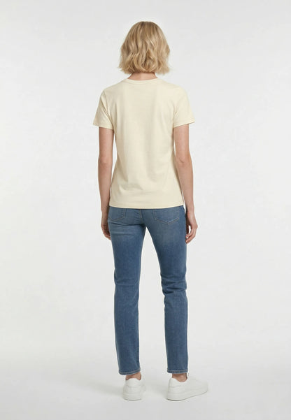 T-shirt short sleeves slim cream cotton stretch SELOR