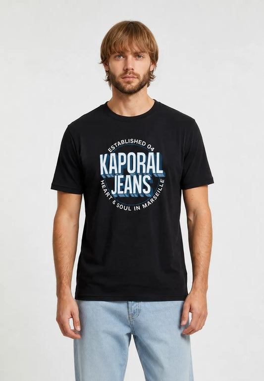 TYLER black cotton regular short-sleeved T-shirt