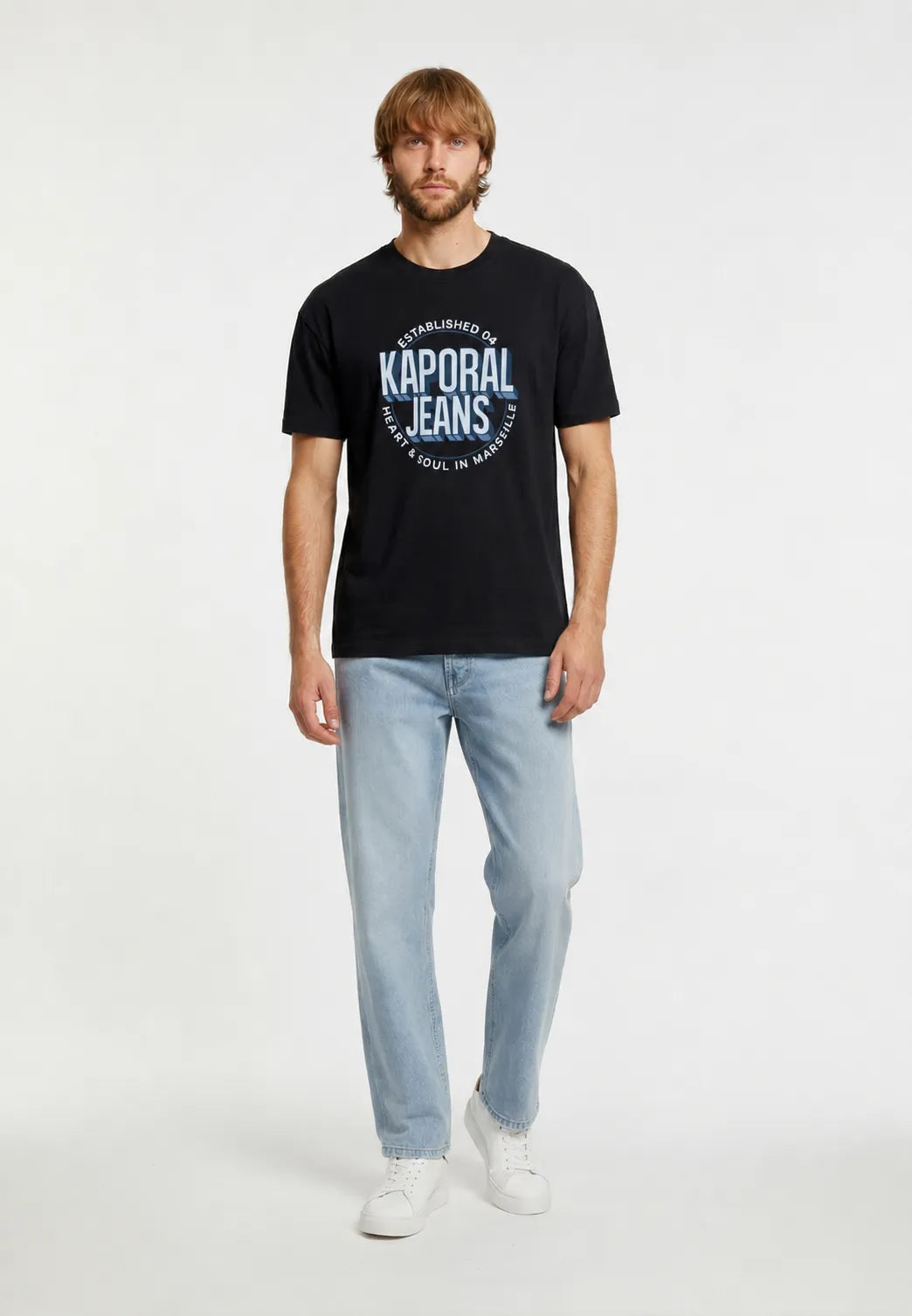 TYLER black cotton regular short-sleeved T-shirt