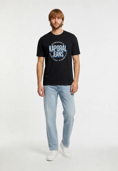 TYLER black cotton regular short-sleeved T-shirt