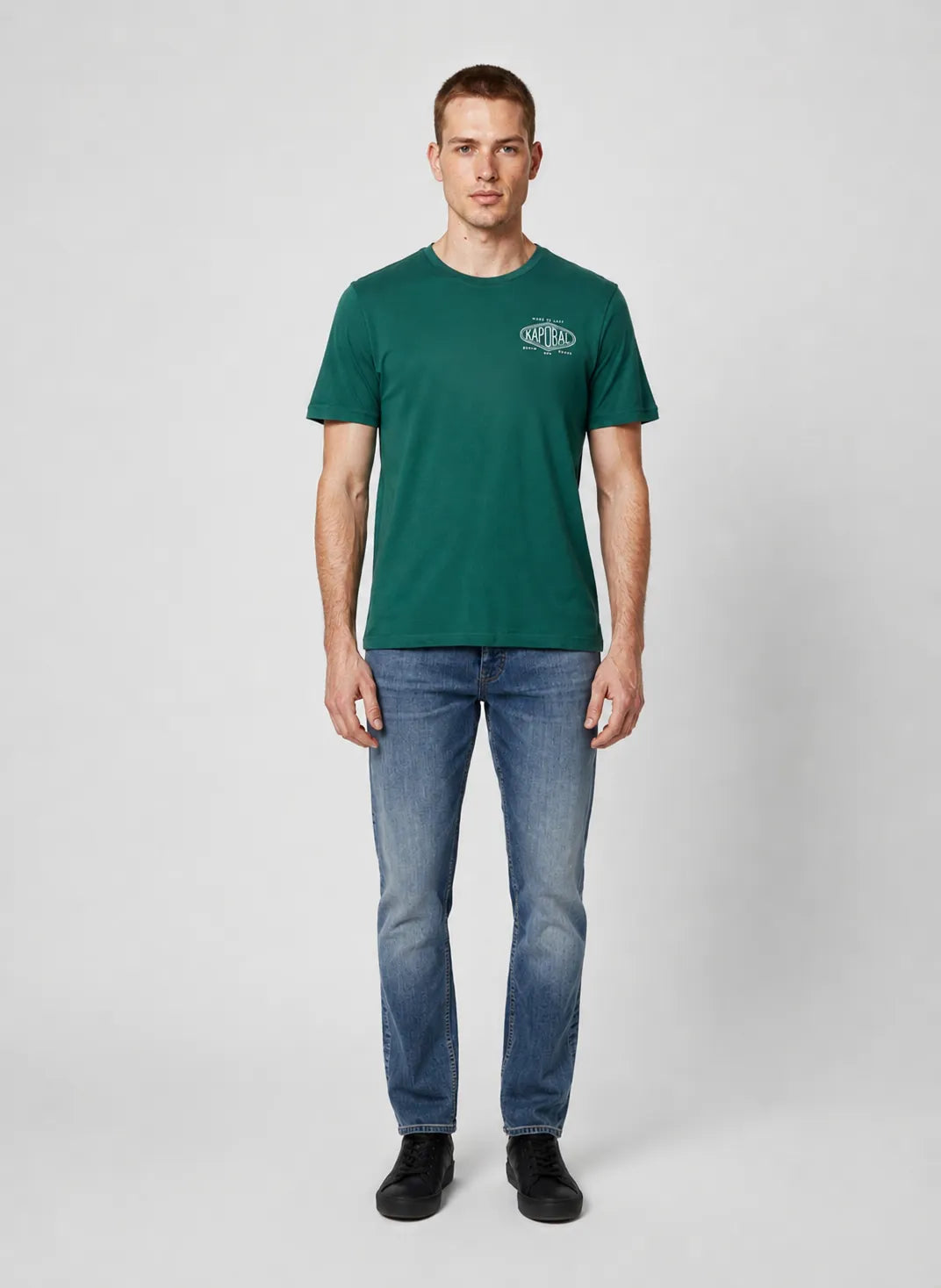 T-shirt manches courtes regular vert coton VADI