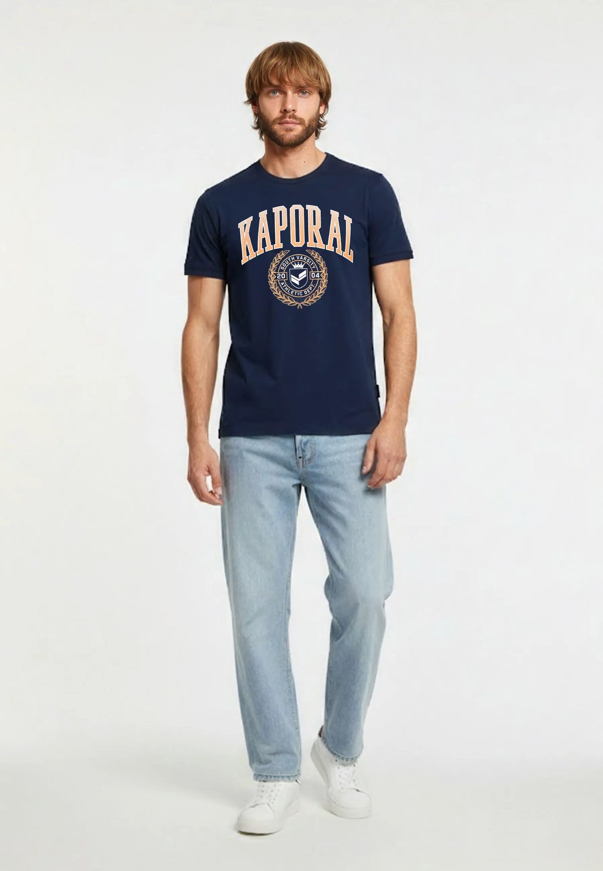 T-shirt manches courtes regular bleu marine coton ROBIN